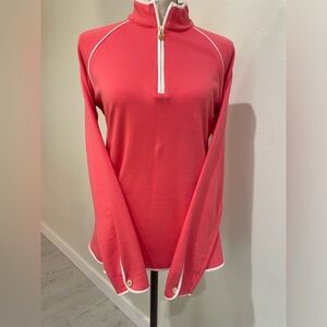 Clover By Bobbi Jones Coral Color Quarter-Zip pull over SZ MEDIUM EUC